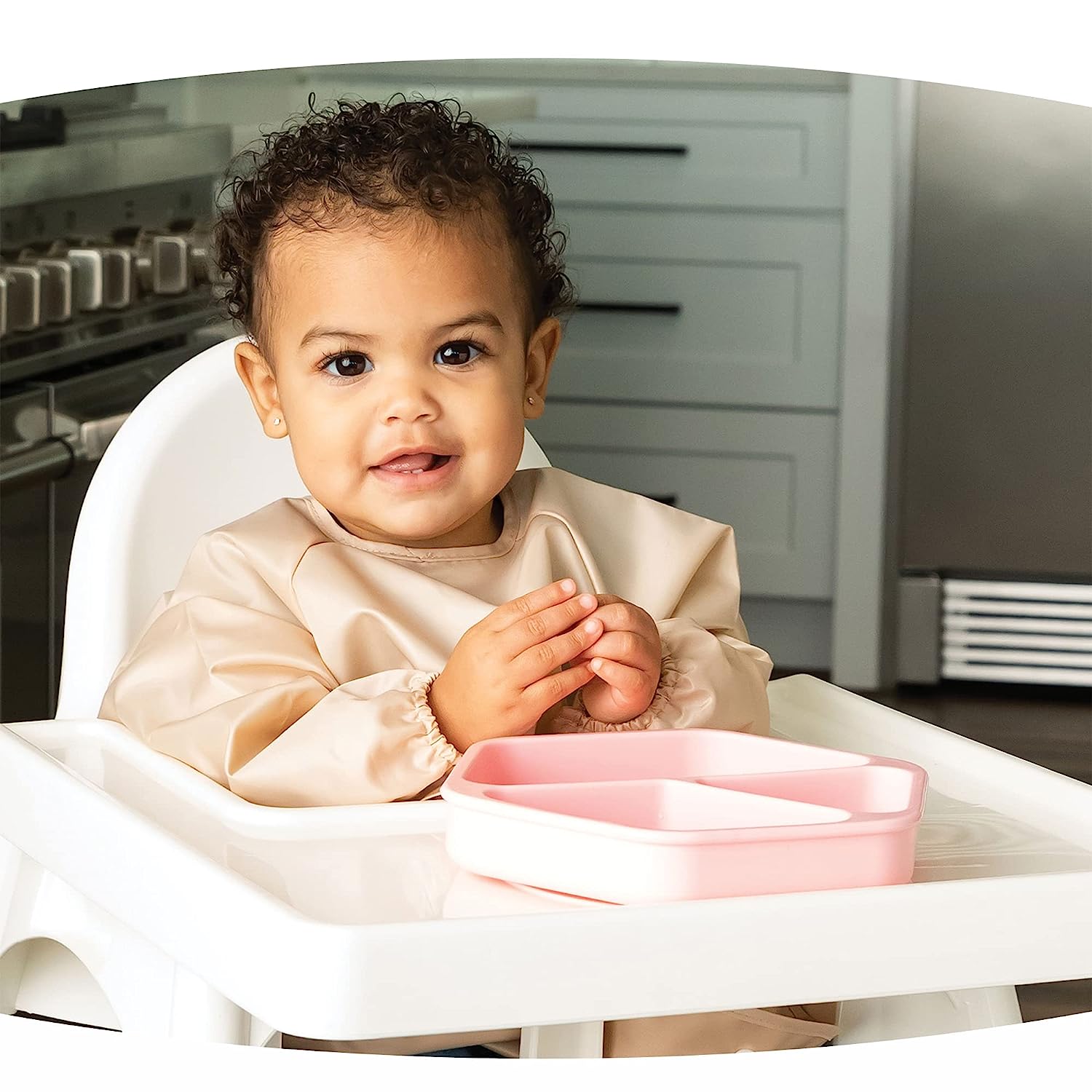 Tiny Twinkle Silicone Suction Baby Plate, Suction Grip Divided Dish for First Foods and Self-Feeding, 6-24 Months, Baby Led Weaning Supplies for Independent Eating (Grey, Plate) - Image 3